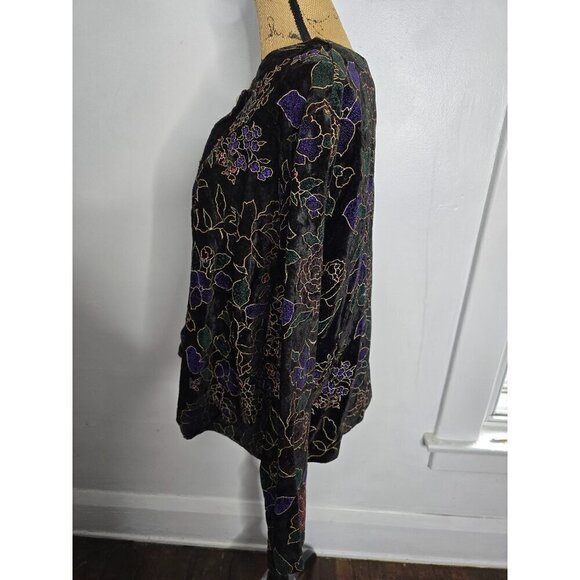 Vintage Velvet Victorian Vampy Floral Jacket - Picture 3 of 11